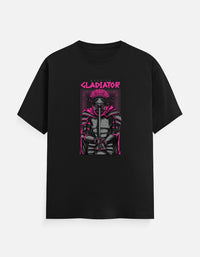 Front view of Zingleberry Gladiator Premium Unisex Black Cotton T-Shirt featuring a bold gladiator-inspired graphic print crafted from 100% pure cotton.