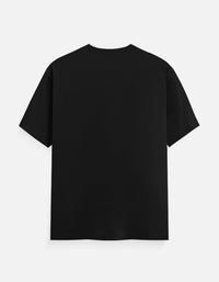 Back view of Zingleberry Premium Unisex Classic Crew off-road-sunset black cotton T-shirt with minimalist plain design and relaxed fit.