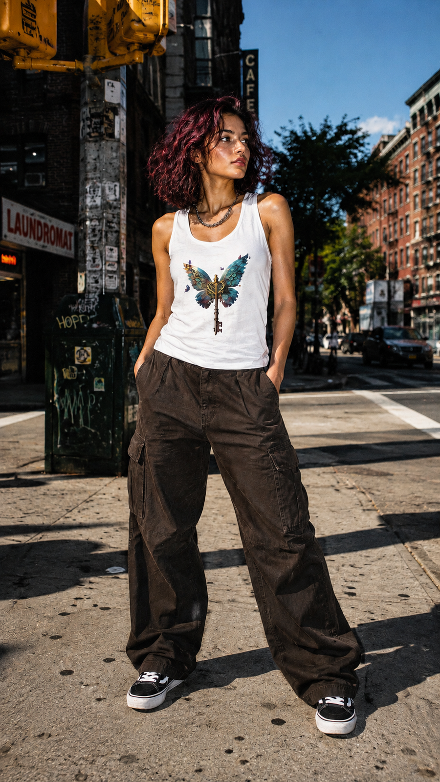 Zingleberry Wild Wings white women’s cotton tank top with colourful bird graphic front view